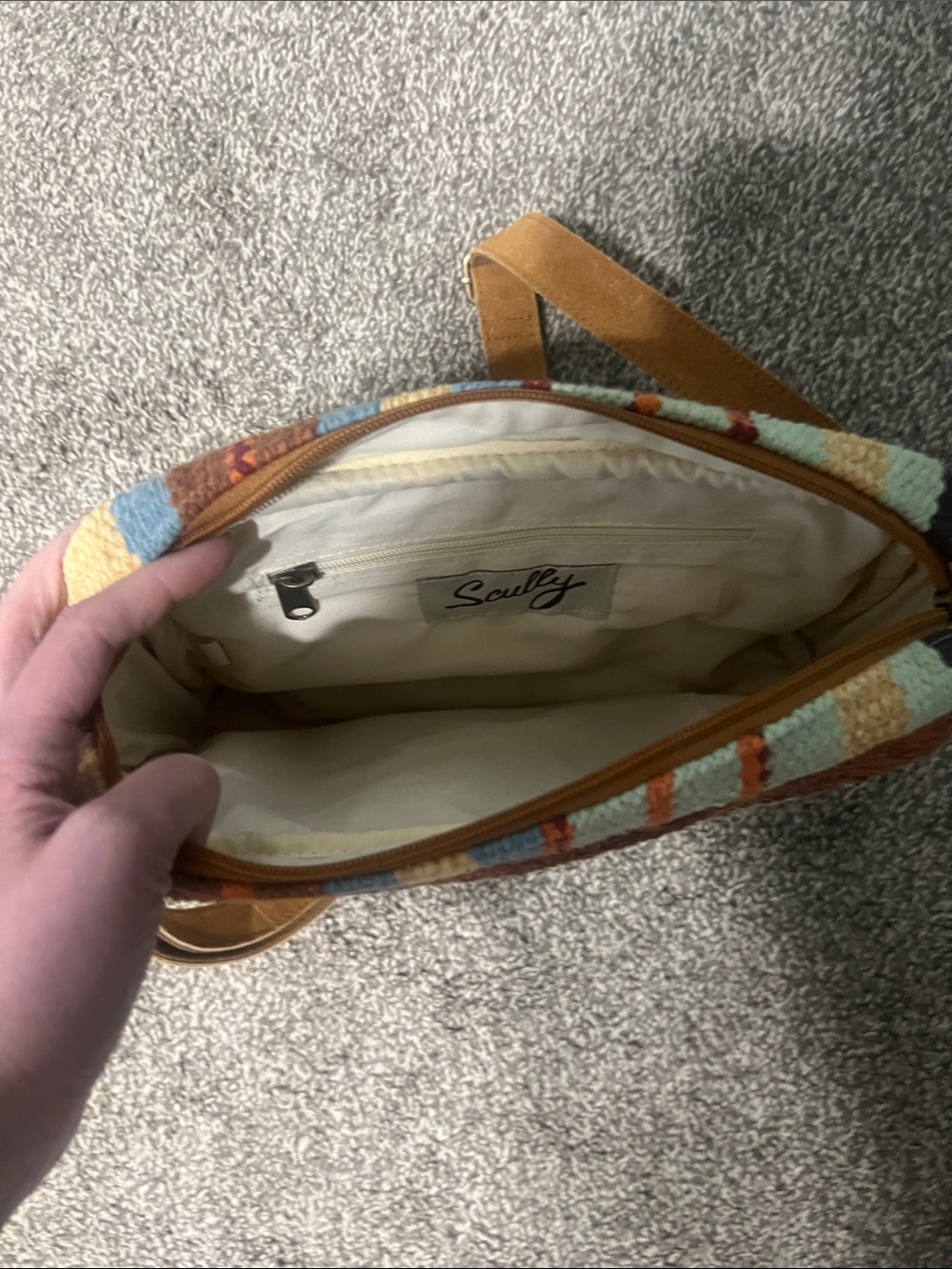 Scully Brown and Mint Southwestern Crossbody Bag - Picture 2 of 3